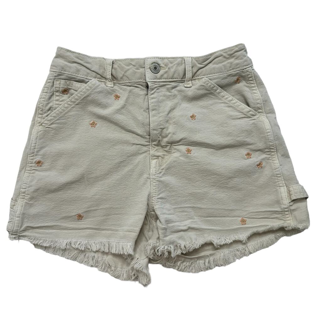 AMERICAN EAGLE Tan Flower Embroidered Highest Rise 90s Boyfriend Short Size 0